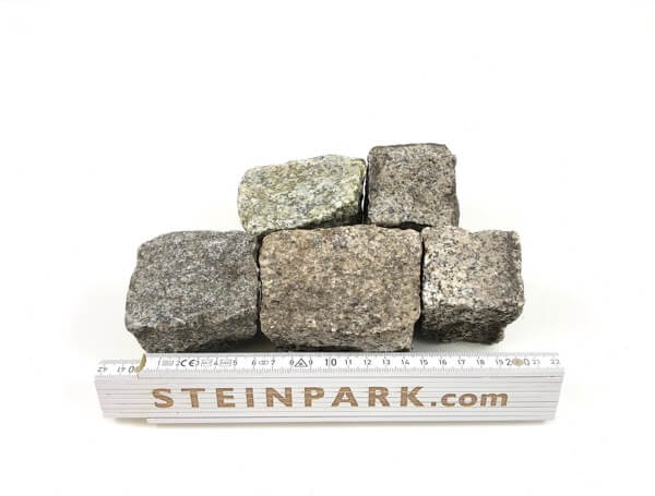 Gebrauchtes Granit Mosaikpflaster 4-6 cm grau-gelb