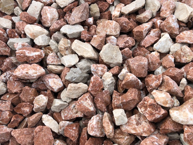 Ziersplitt Kalkstein Vanilla-Red 16-25 mm rötlich-bunt