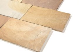 Quarz-Sandstein Terrassenplatte Toskana 60x40x2,5 / 60x40x3 cm gelb-rot-bunt