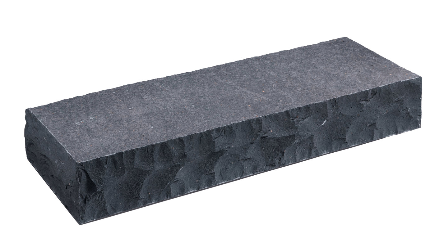 Basalt Blockstufe Mekong 15x35x100 cm anthrazit bossiert