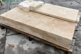 Travertin Blockstufe Crema 15x35x100 cm creme-beige