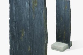 Schiefer Sichtschutzstele 3-7x50xXXX spaltrau m. Betonfuß