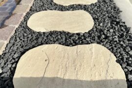 Quarz-Sandstein Trittplatte Golden Sun ca. 40-60×30-40×2,5-4 cm mint-gelb-grünlich