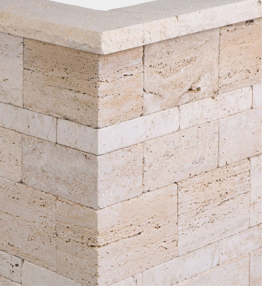 Travertin Kastellmauerstein Crema 15x18x30-60