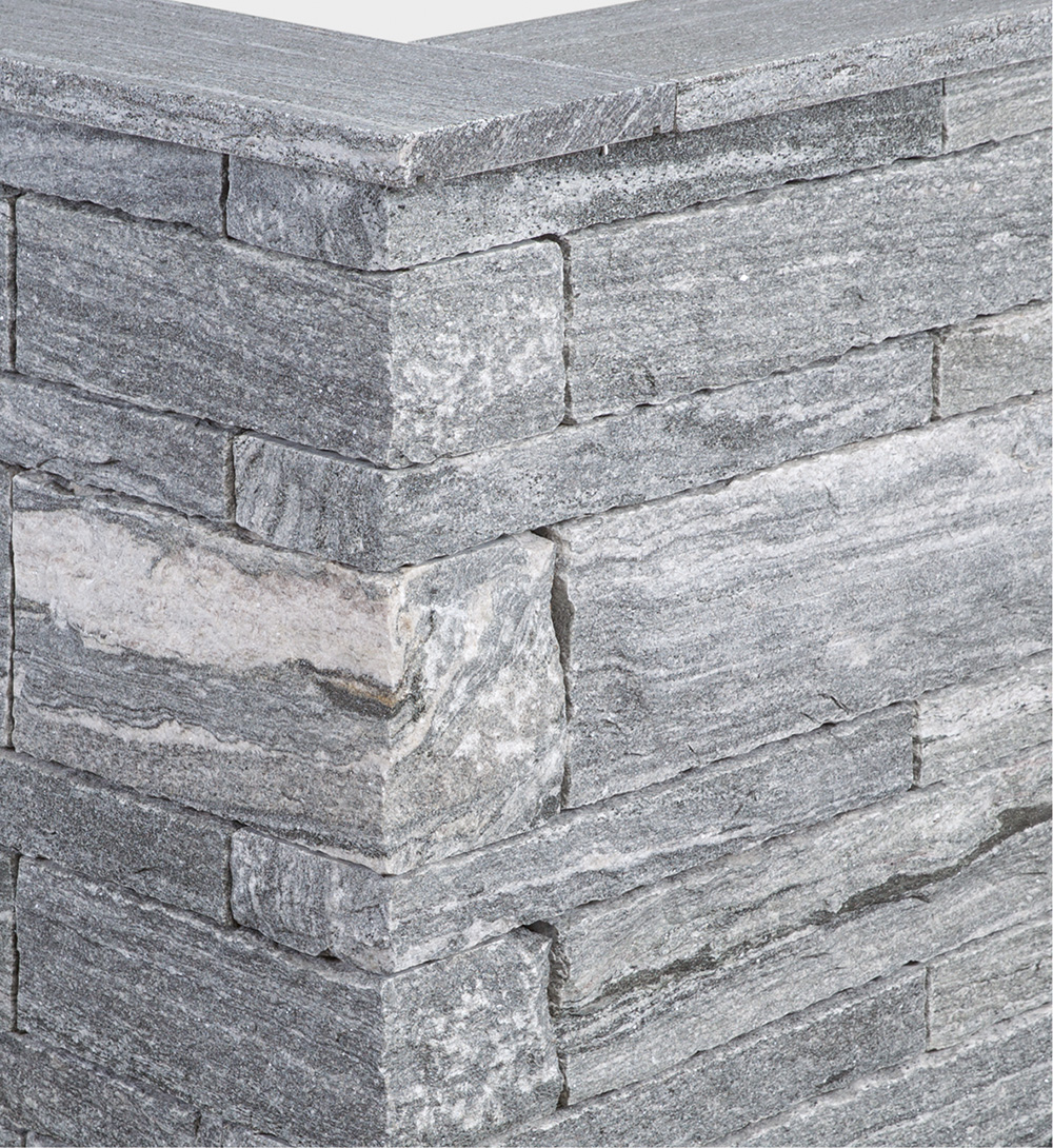 Gneis Klostermauerstein Himalaya 15×18-20×30/45/60 cm, silbergrau-liniert