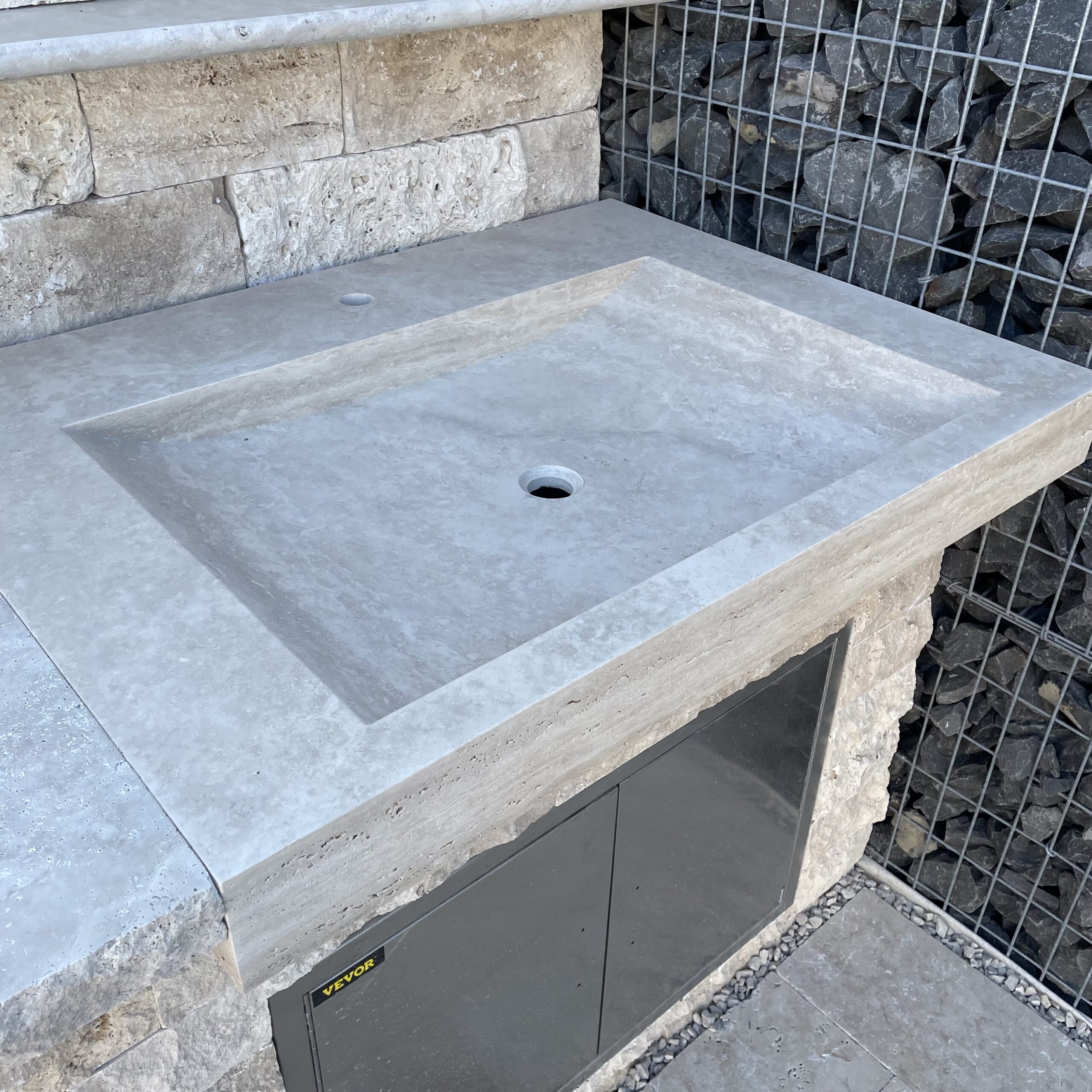 Travertin Waschbecken Crema Sonderanfertigung creme-beige