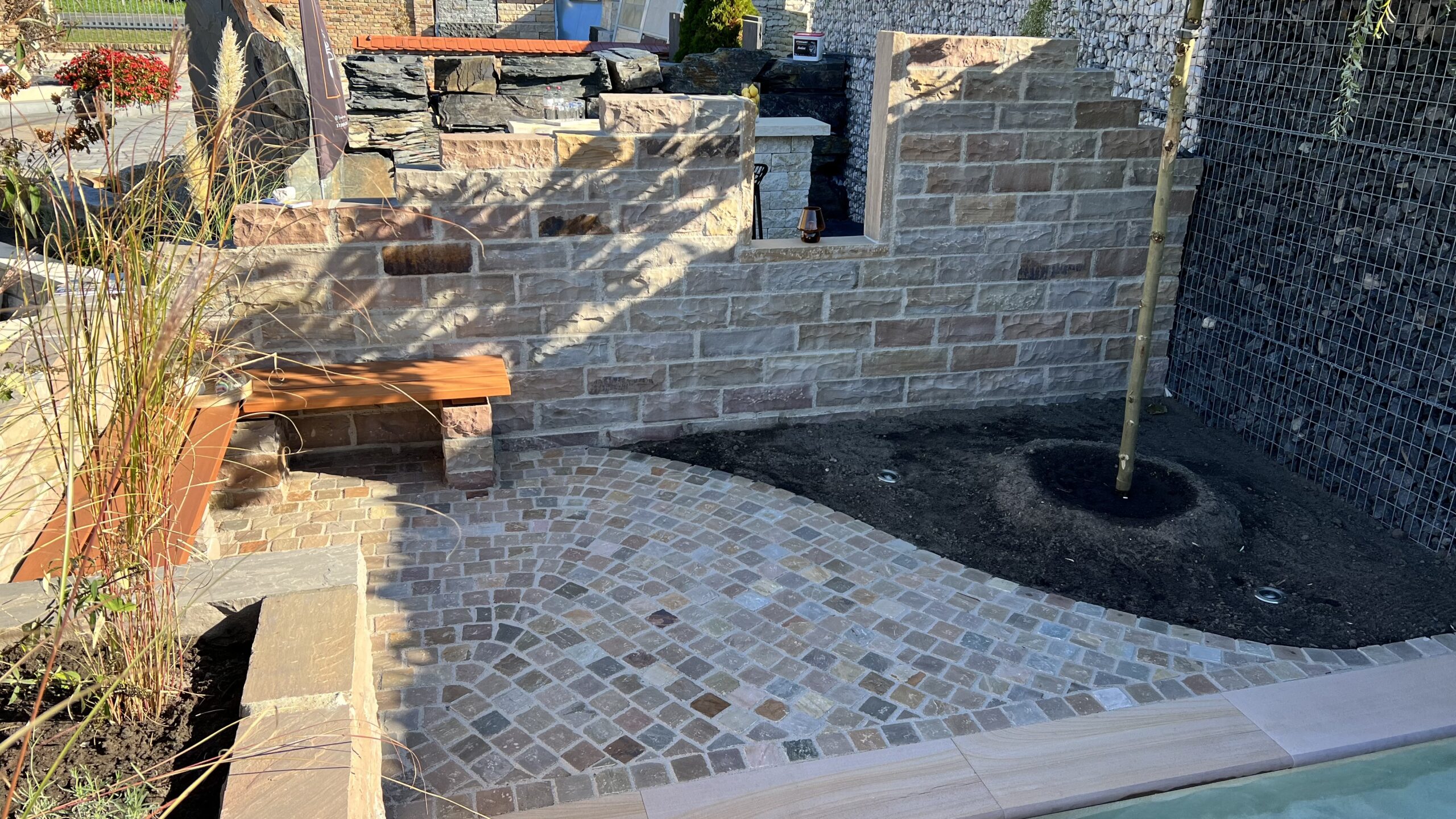 Neues Quarz-Sand Kleinpflaster Toskana 10x10x6-8 cm Reihenpflaster