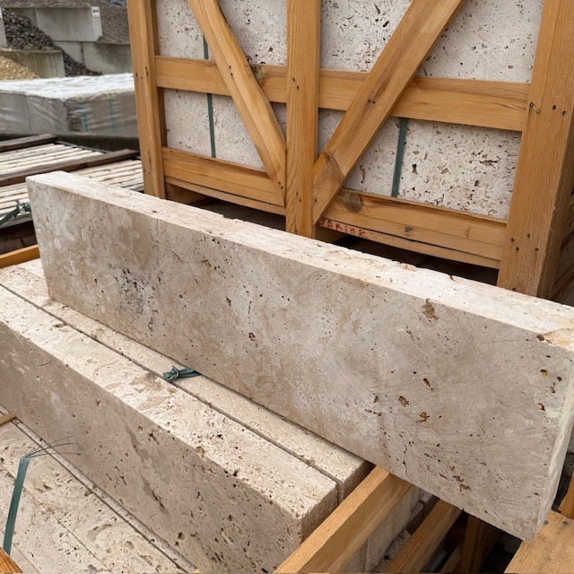 Travertin Kantenstein Crema 7,5x25x100 cm creme-beige