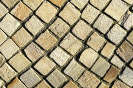 Neues Quarzit Mosaikpflaster 4-6 cm gelb-bunt Neues Quarzit Mosaikpflaster 4-6 cm gelb-bunt